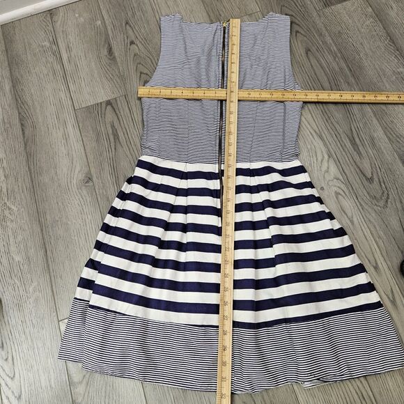 Closet London Navy & White Fit & Flare Sleeveless Dress Size 6 (10 In UK) Stripe - Picture 3 of 6